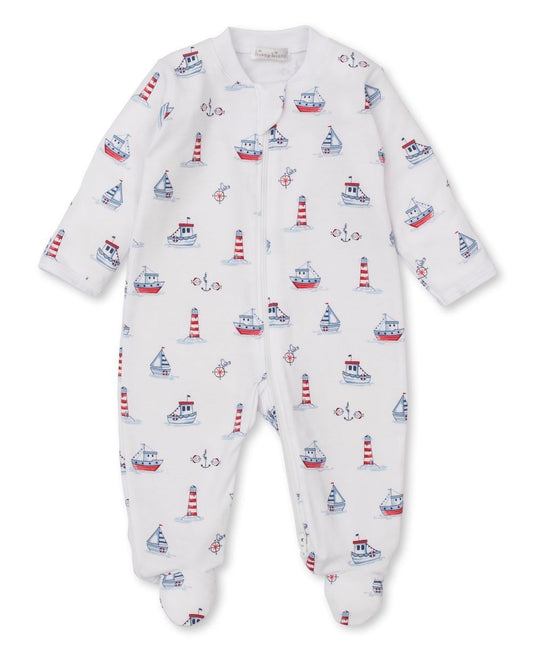 Kissy Kissy Baby Boys Blue Boats Seas the Day Zipper Footie