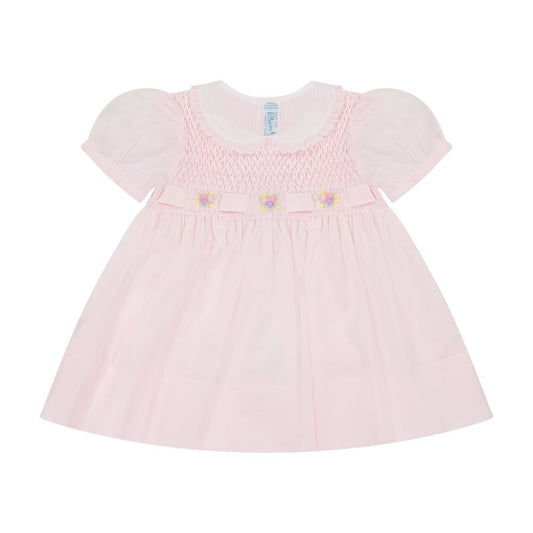 Feltman Brothers Girls Pink Smocked Secret Garden Dress with Flower Embroidery by Feltman Brothers