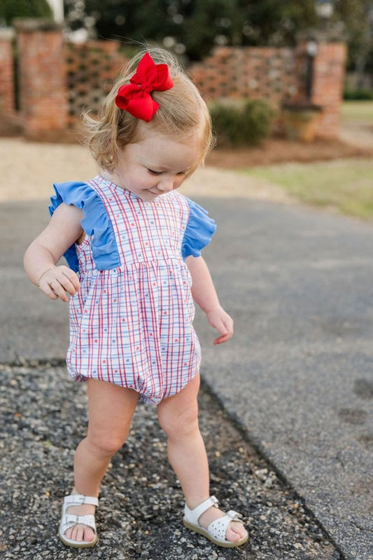 James & Lottie Girls Liza Bubble - Patriotic Stars Print