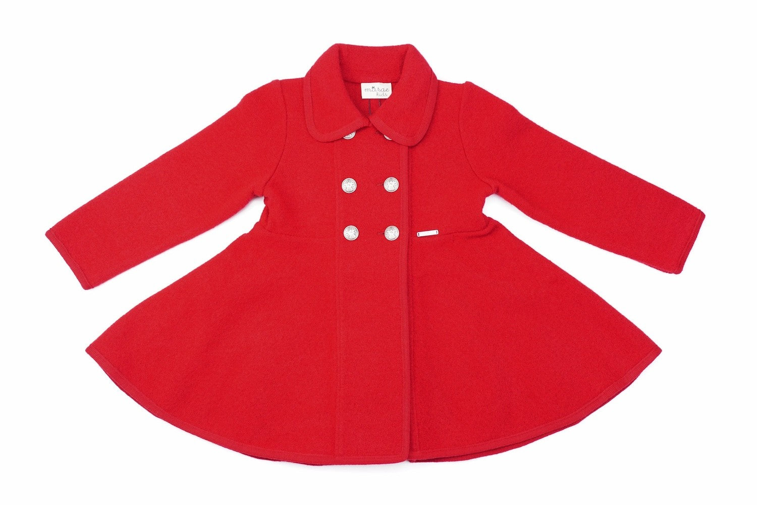 Marae Girls Dress Coat - Double Breasted Twirl Coat - Red
