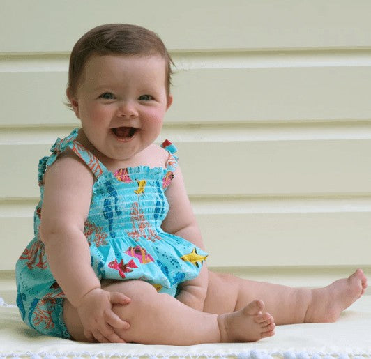 Rachel Riley London Baby Girls Coral Reef Ruched Bubble