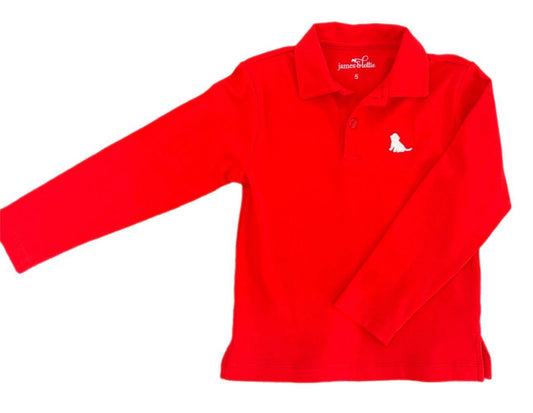 James & Lottie Boys Patton Long Sleeve Polo Shirt - Red