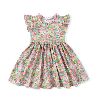 Swoon Baby Girls Pastel Charleston Print Flutter Dress