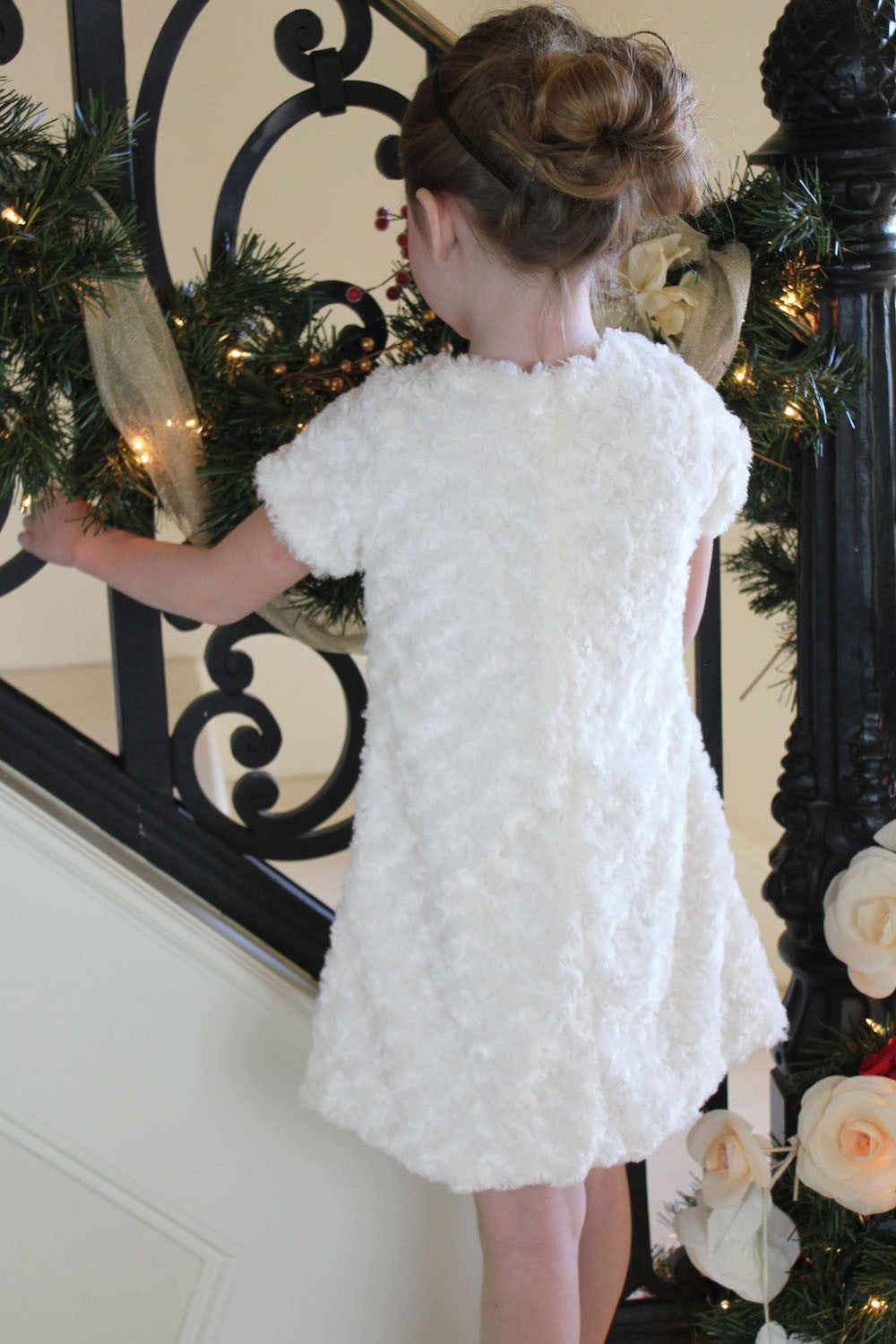 Susanne Lively Girls Ivory Faux Fur A-Line Dress
