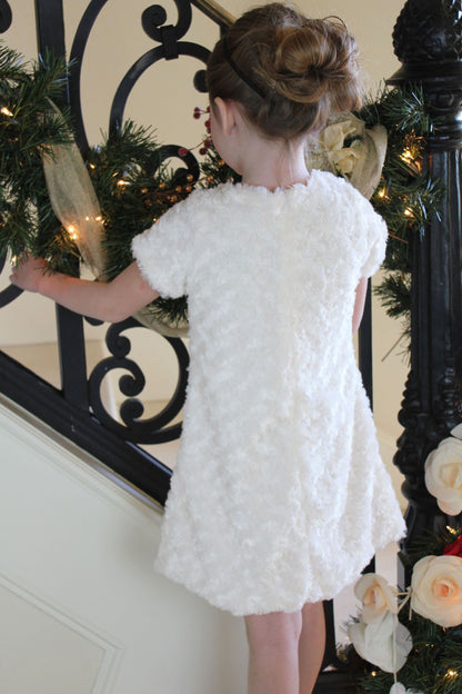 Susanne Lively Girls Ivory Faux Fur A-Line Dress