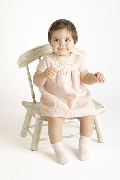 Luli & Me Girls Embroidery Tweed Float Dress - Pink