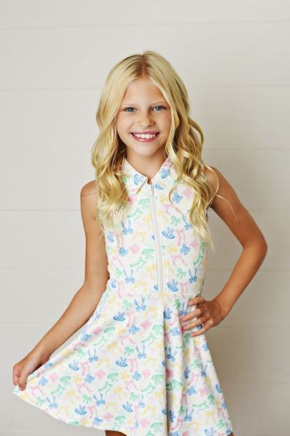 Swoon Baby Active Girls Pastel Bows Bow-tiful Tennis Dress