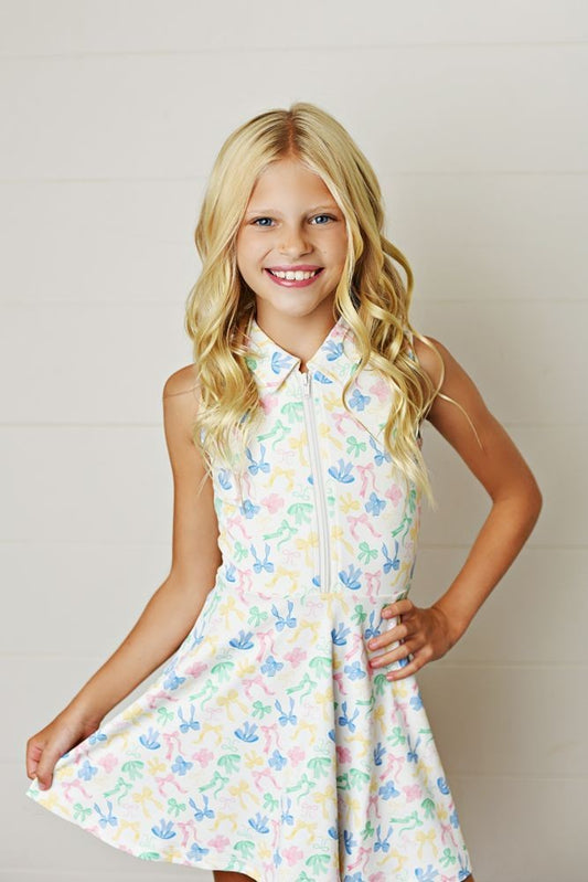 Swoon Baby Active Girls Pastel Bows Bow-tiful Tennis Dress
