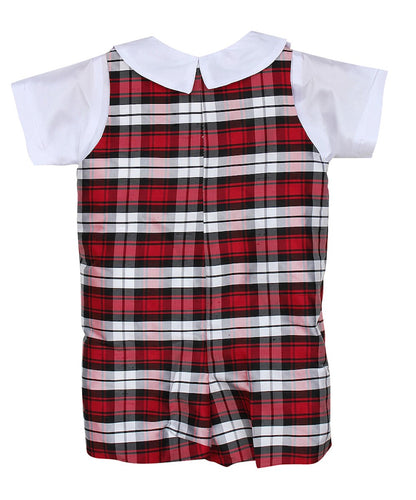 Susanne Lively Baby / Toddler Boys Red Holiday Plaid Silk Jon Jon with Shirt