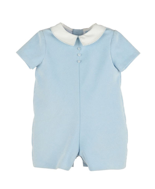 Luli & Me Baby Boys Majestic Cord Romper - Light Blue