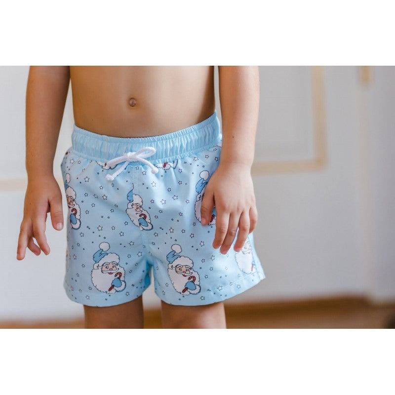Sal & Pimenta Boys Swim Trunks - Santa Glows - Blue