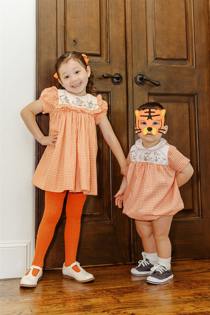 Proper Peony Girls Orange Halloween Jack O'Lantern Dress