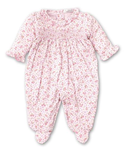 Kissy Kissy Baby Girls Dusty Rose Pink Floral Smocked Footie