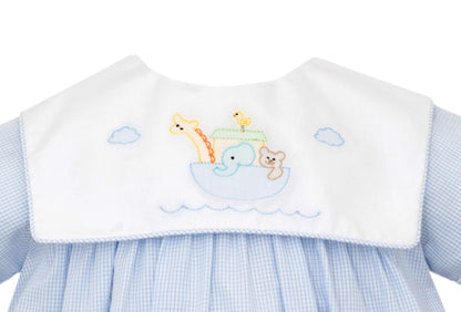 Anavini Baby Boys Blue Check Bubble - Noah's Ark Collar