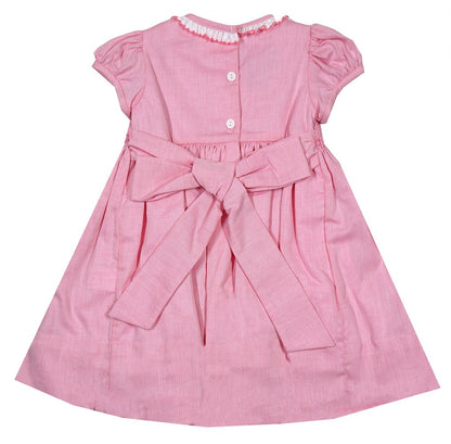 Anavini Baby / Toddler Girls Pink Smocked Bodice Birthday Cupcakes Dress - Ruffle Collar
