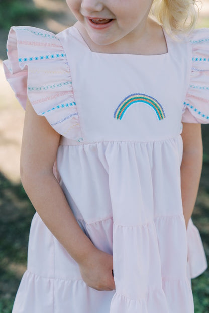 Proper Peony Girls Pink Dorothy Rainbow Sundress