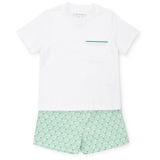 Lila & Hayes Boys Hudson Pima Cotton Shorts Set - Golf Putting Green