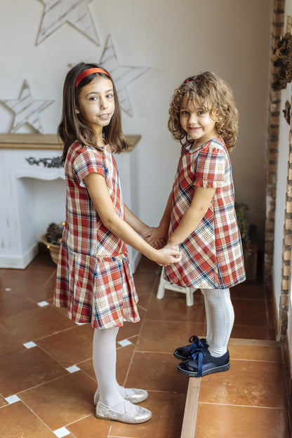 Luli & Me Girls Red Holiday Plaid A-Line Dress