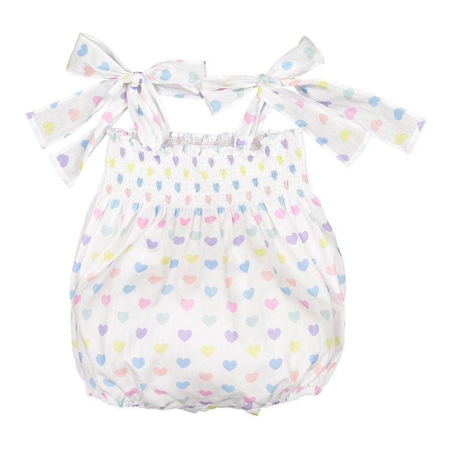 Sal & Pimenta Girls Bubble - Pastel Funny Hearts - Smocked with Ties