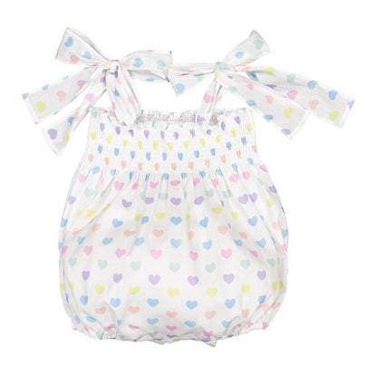 Sal & Pimenta Girls Bubble - Pastel Funny Hearts - Smocked with Ties