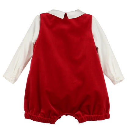 Luli & Me Baby / Toddler Boys Dressy Jon Jon with Shirt - Red Velvet