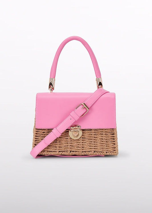 Abel & Lula Girls Basket Handbag Purse - Fuchsia Pink Trim