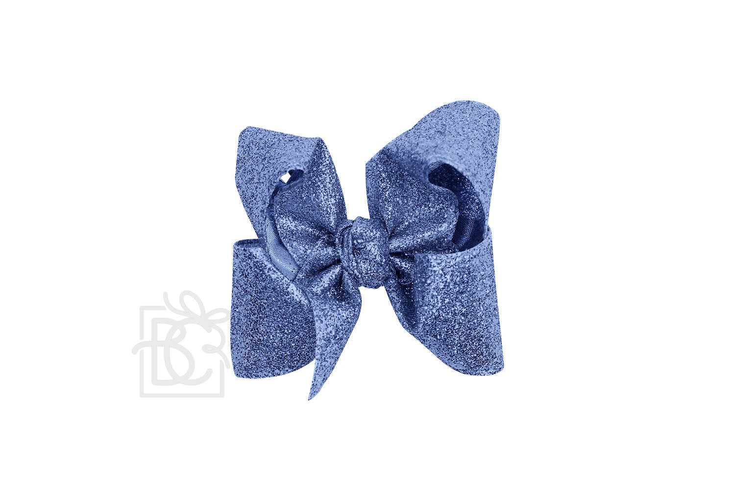 Beyond Creations Girls Hair Bow on Clip - Gum Drop Glitter Metallic Ribbon - Copenhagen Blue