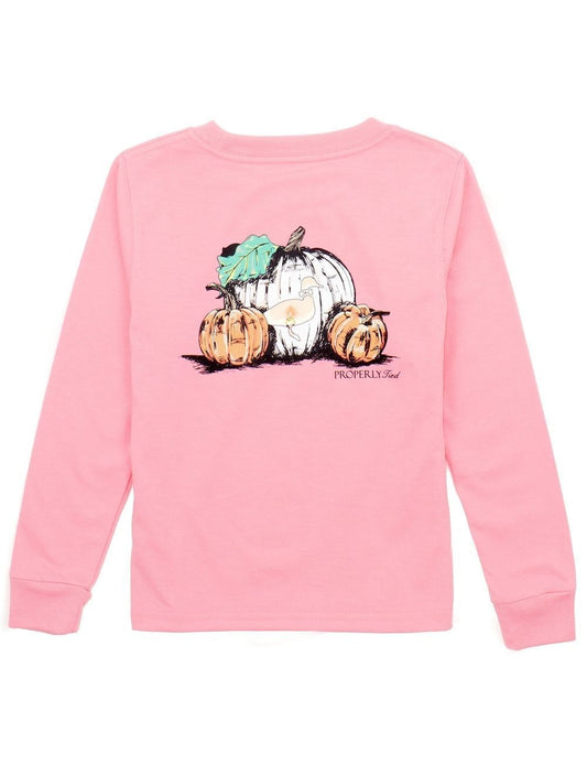 Properly Tied Girls Pink Shirt - Halloween Duck O'Lantern