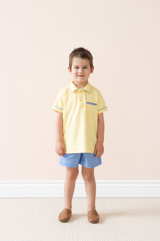 La Boutique by Dondolo Boys Yellow Polo Shirt & Blue Shorts Set - Simon by Dondolo
