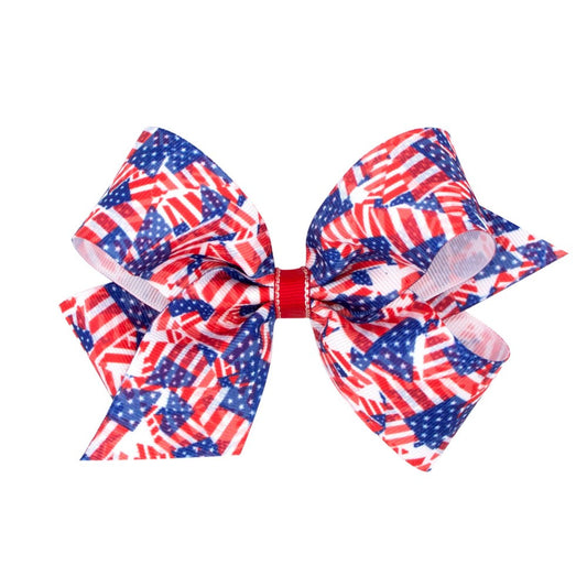 Wee Ones Girls Patriotic Hair Bow - American Flag Collage