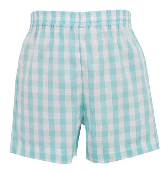 Anavini Boys Pull On Shorts - Mint Green Checks