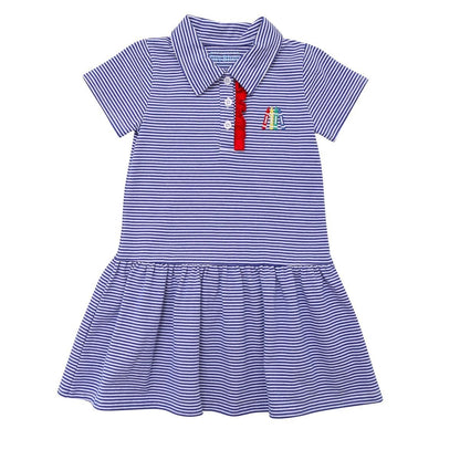 Itsy Bitsy Girls Blue Crayon Back to School Polo Dress