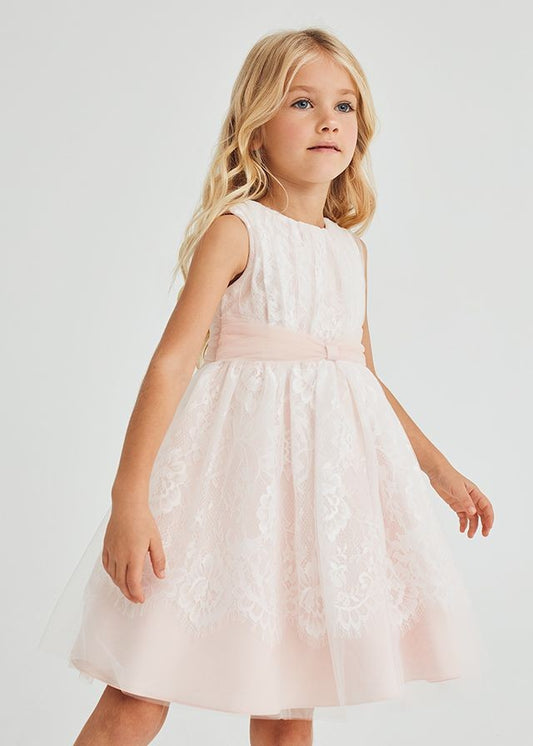 Abel & Lula Girls Peony Pink Lace Sleeveless Dress