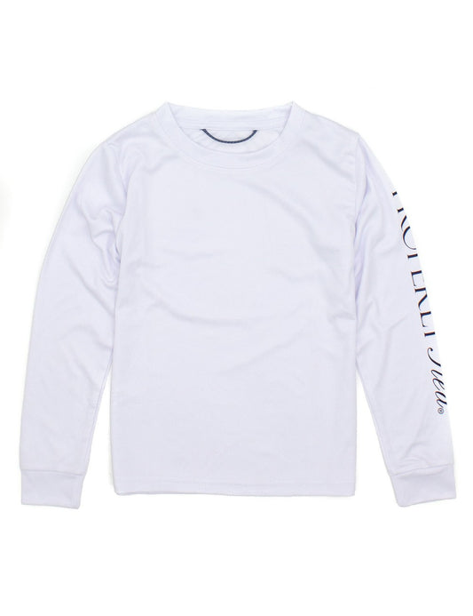 Properly Tied Boys Tidal Rash Guard Shirt - Logo Sleeve - White