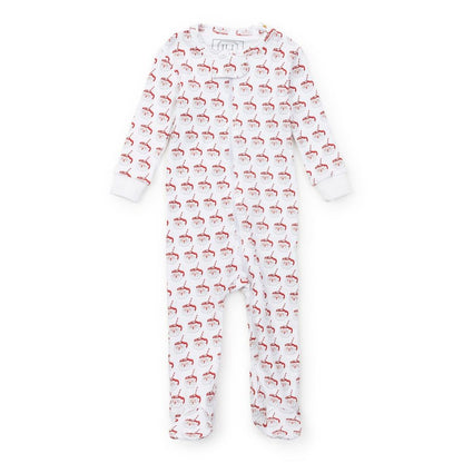 Lila & Hayes Baby Parker Zipper Pajamas - Red Hot Cocoa Santa