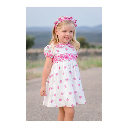 Sal & Pimenta Girls Pink Floral Mix Match Dress with Sash