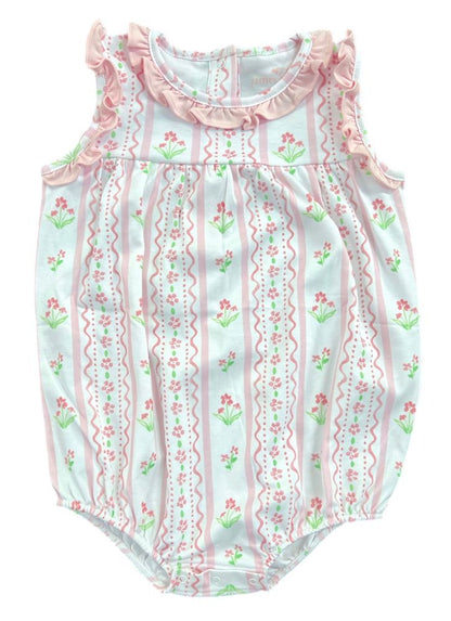 James & Lottie Baby Girls Rosie Bubble - Pink Floral Scallop