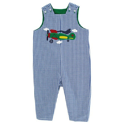 Bailey Boys Reversible Longall - Blue with Airplane - Green with Christmas Truck