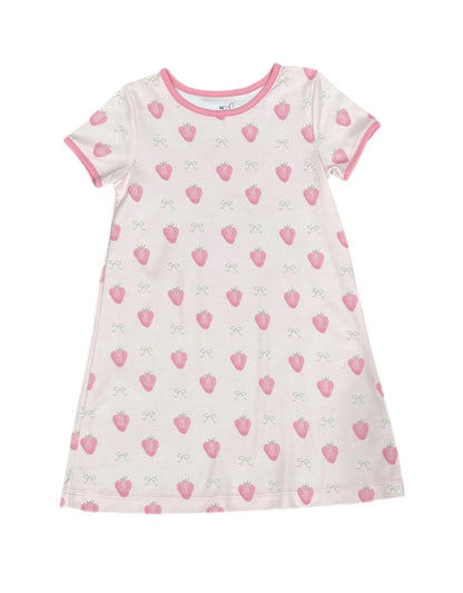 James & Lottie Girls Pima Knit Play Dress - Strawberry