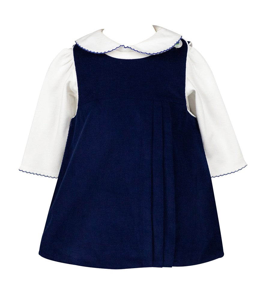 Proper Peony Girls Side Pleat Jumper Dress - Simone Navy Blue Corduroy 18M Proper Peony Girls Side Pleat Jumper Dress - Simone Navy Blue Corduroy 18M
