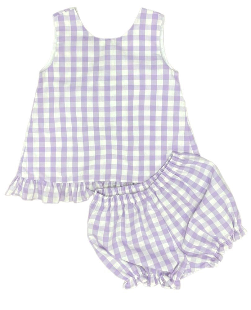 James & Lottie Girls Mae Swing Top & Bloomers Set - Lavender Check