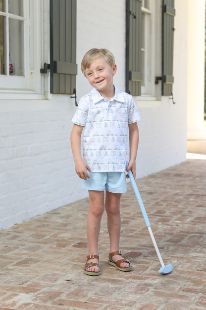 Trotter Street Kids Boys Blue Golf Hole in One Polo Shirt