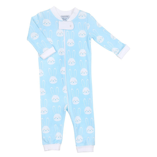 Magnolia Baby All Ears Easter Bunny Zipped Pajamas - Blue