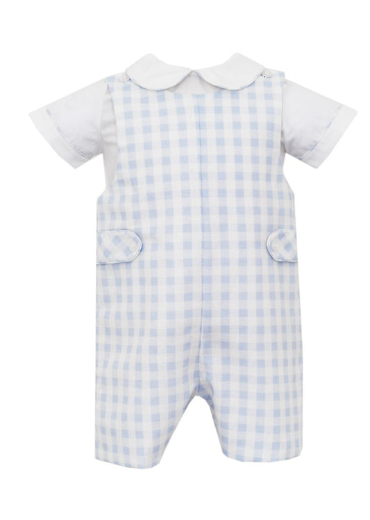Claire & Charlie Boys Blue Check Shortall with Shirt