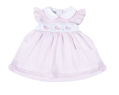 Magnolia Baby Toddler Girls Pink Hoppity Hop Classics Smocked Flutters Dress