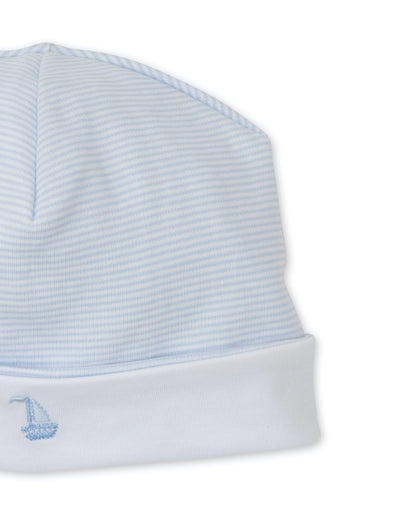 Kissy Kissy Baby Boys Light Blue Striped Hat - Classic Treasures Sailboat