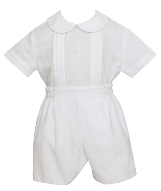 Anavini Baby / Toddler Boys Dressy White Short Set