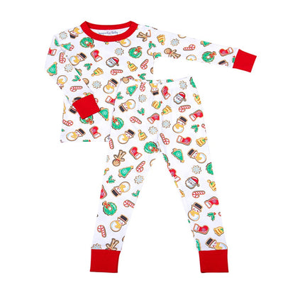 Magnolia Baby Red Holly Jolly Christmas Cookies Long Pajamas