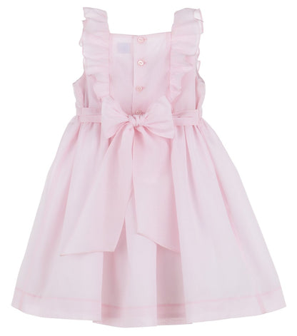 Luli & Me Girls Square Neck Smocked Ruffles Dress - Pink