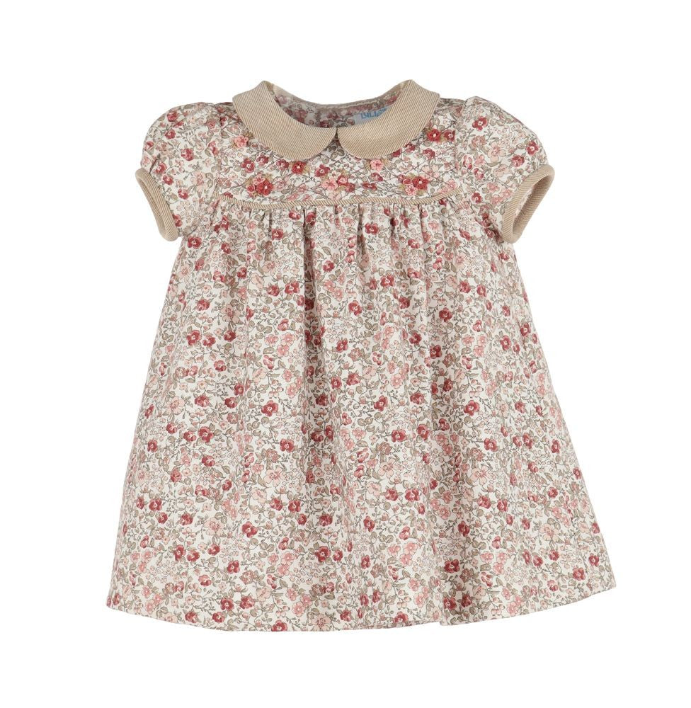 Luli & Me Girls Vintage Rose Floral Dress with Collar